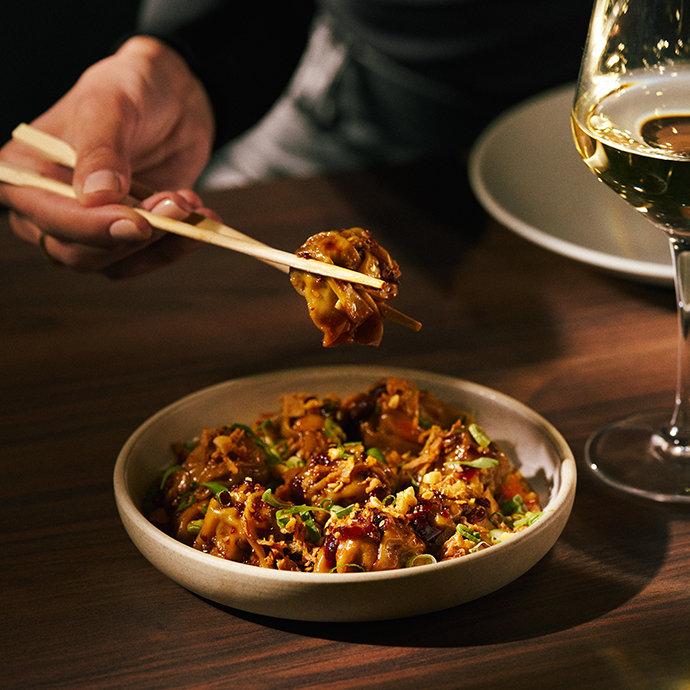 Szechuan Shrimp + Pork Dumplings at Earls Kitchen + Bar