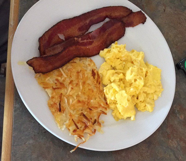 2 Eggs, Bacon or Ham or Sausage, Hash at Mulberry's Restaurant and Catering